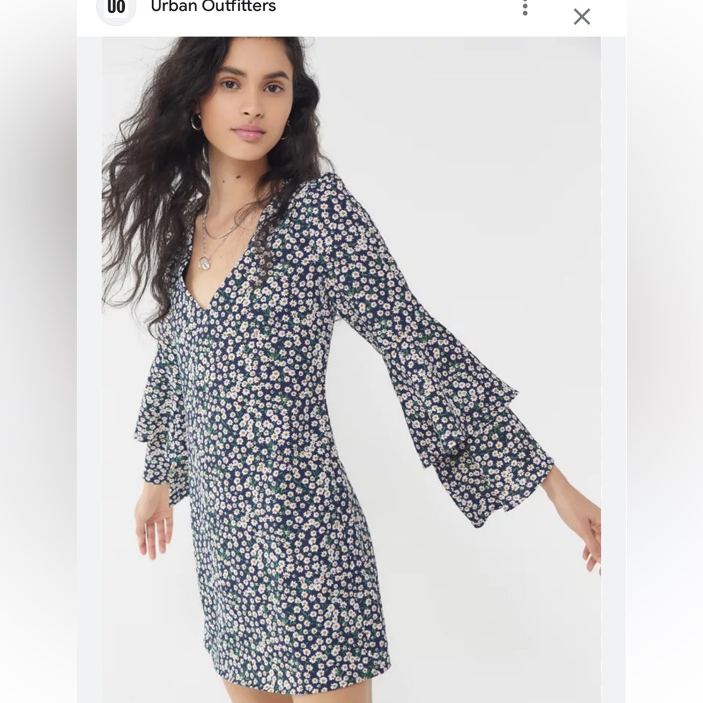 Urban Outfitters UO Ditsy Daisy Bell Sleeve Dress